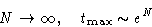 \begin{displaymath}
N\to\infty, \quad t_{\max}\sim e^N
\end{displaymath}